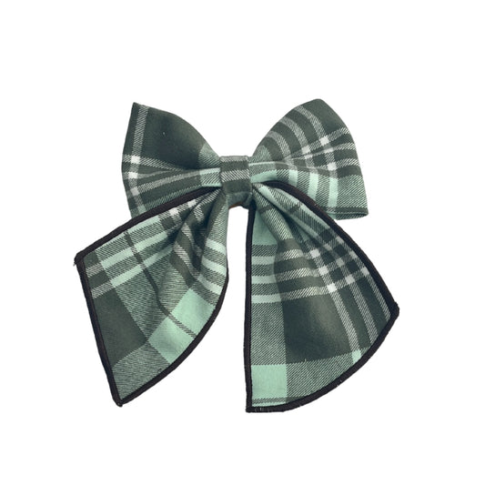 Mint Mocha Flannel Sailor Bow