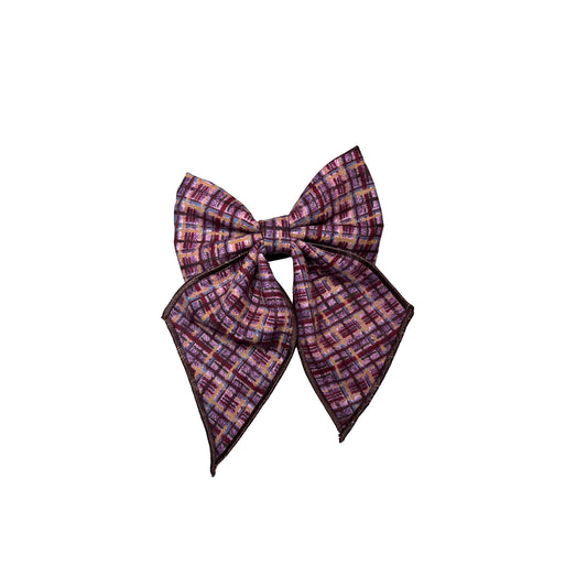 Plum Plaid Sailor Bow